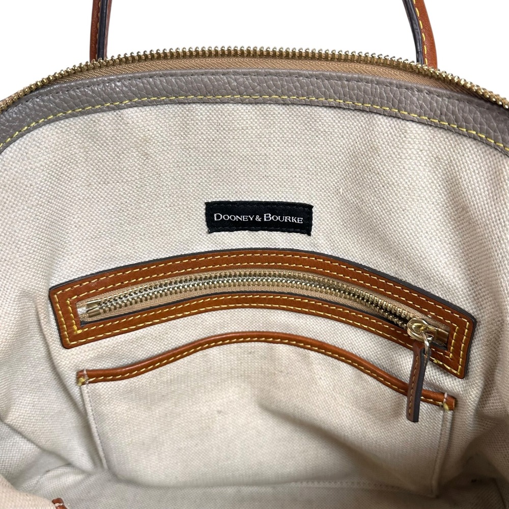 Dooney & Bourke Pebbled Leather Domed Satchel Taupe Brown Large Crossbody‎ Bag - Picture 12 of 15